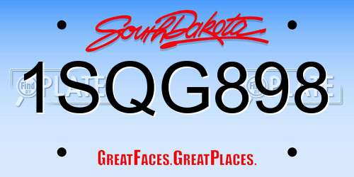 1SQG898 South Dakota License Plate