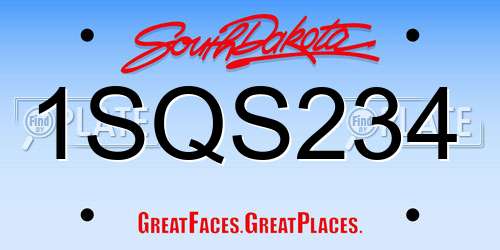 1SQS234 South Dakota License Plate