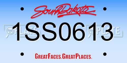 1SS0613 South Dakota License Plate