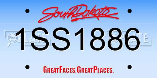 1SS1886 South Dakota License Plate