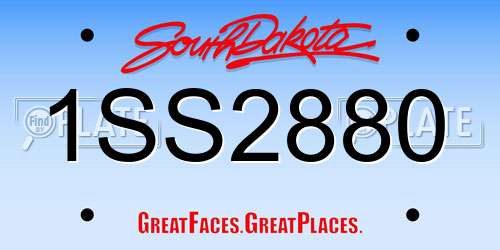 1SS2880 South Dakota License Plate