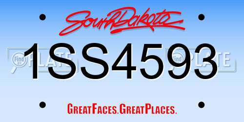 1SS4593 South Dakota License Plate