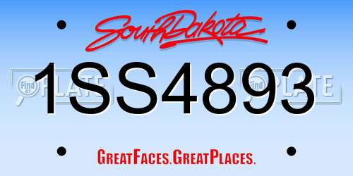 1SS4893 South Dakota License Plate