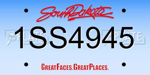 1SS4945 South Dakota License Plate