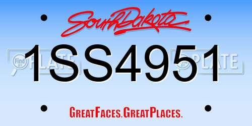 1SS4951 South Dakota License Plate