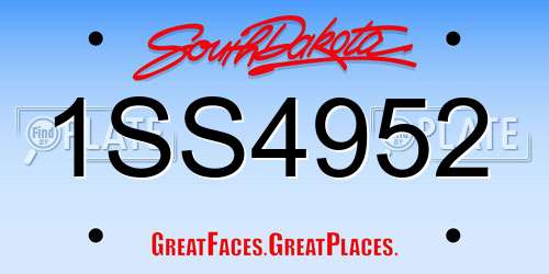 1SS4952 South Dakota License Plate