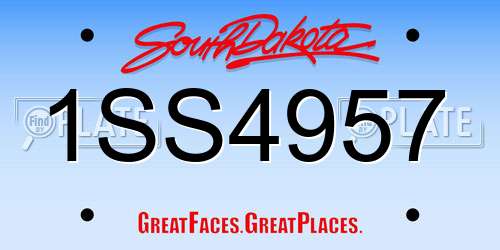1SS4957 South Dakota License Plate