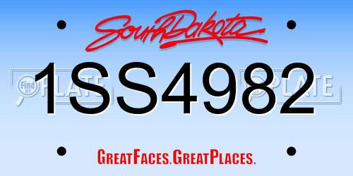 1SS4982 South Dakota License Plate