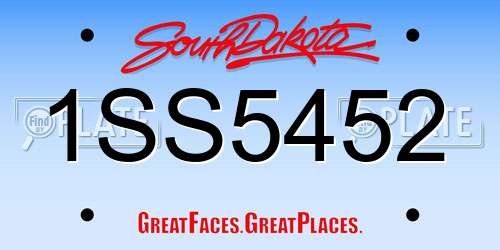 1SS5452 South Dakota License Plate