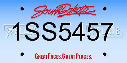 1SS5457 South Dakota License Plate