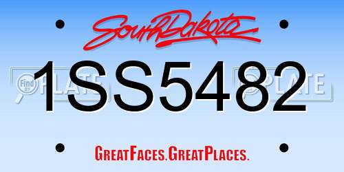 1SS5482 South Dakota License Plate