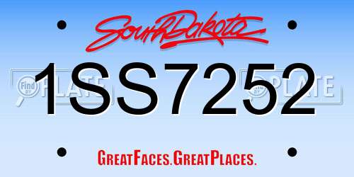 1SS7252 South Dakota License Plate
