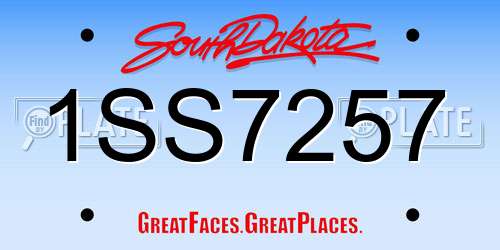 1SS7257 South Dakota License Plate