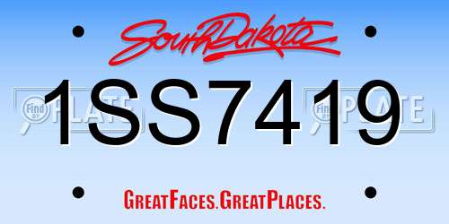 1SS7419 South Dakota License Plate