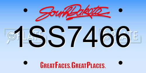 1SS7466 South Dakota License Plate