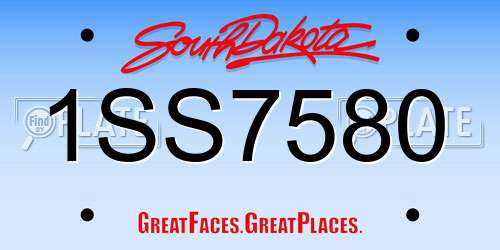1SS7580 South Dakota License Plate