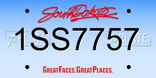 1SS7757 South Dakota License Plate