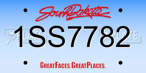1SS7782 South Dakota License Plate