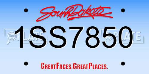 1SS7850 South Dakota License Plate