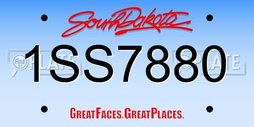 1SS7880 South Dakota License Plate