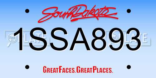 1SSA893 South Dakota License Plate