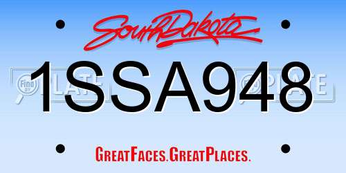 1SSA948 South Dakota License Plate
