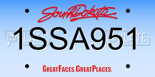 1SSA951 South Dakota License Plate