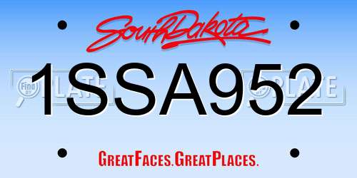1SSA952 South Dakota License Plate