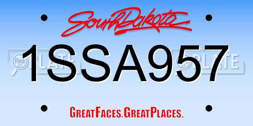 1SSA957 South Dakota License Plate