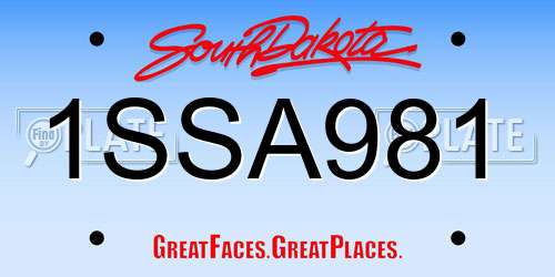 1SSA981 South Dakota License Plate