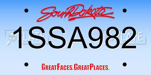 1SSA982 South Dakota License Plate