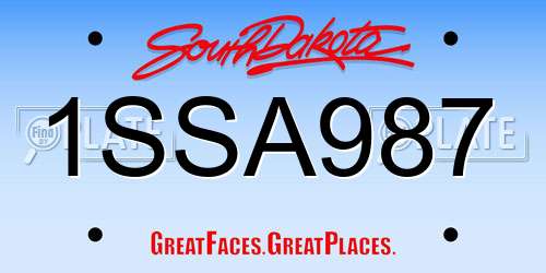 1SSA987 South Dakota License Plate