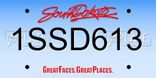 1SSD613 South Dakota License Plate
