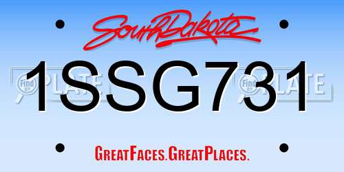 1SSG731 South Dakota License Plate