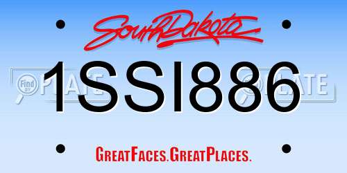 1SSI886 South Dakota License Plate