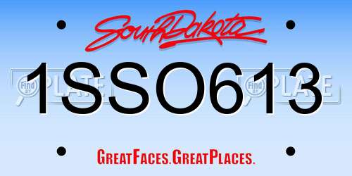 1SSO613 South Dakota License Plate