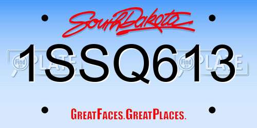 1SSQ613 South Dakota License Plate