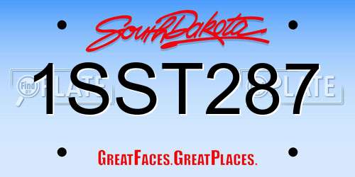 1SST287 South Dakota License Plate