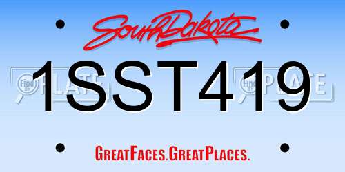 1SST419 South Dakota License Plate