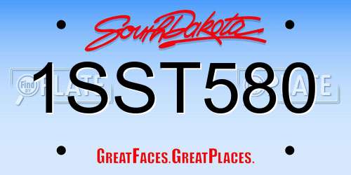 1SST580 South Dakota License Plate