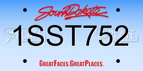 1SST752 South Dakota License Plate