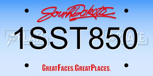1SST850 South Dakota License Plate