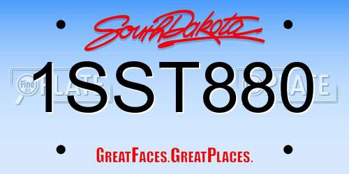 1SST880 South Dakota License Plate