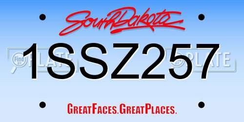 1SSZ257 South Dakota License Plate
