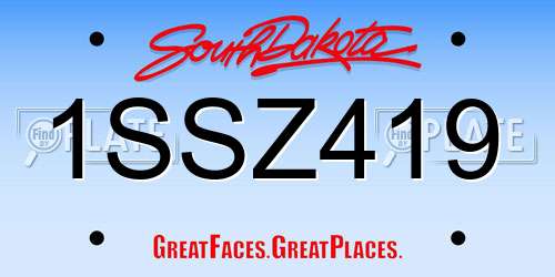1SSZ419 South Dakota License Plate