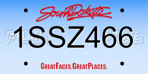1SSZ466 South Dakota License Plate