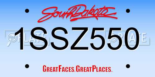 1SSZ550 South Dakota License Plate