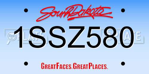 1SSZ580 South Dakota License Plate