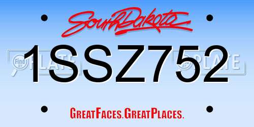 1SSZ752 South Dakota License Plate