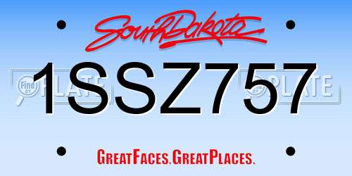 1SSZ757 South Dakota License Plate